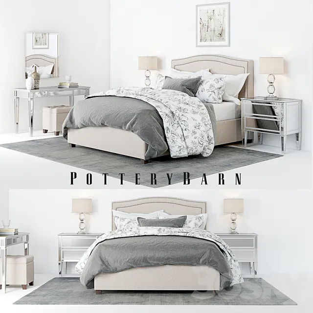 Pottery Barn Tamsen Bed set 01 3DSMax File