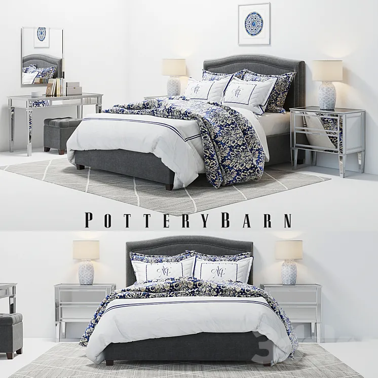 Pottery Barn Tamsen Bed set 02 3DS Max