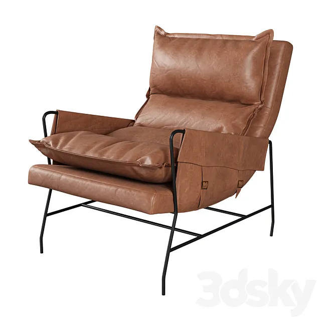 Potterybarn hugh leather armchair 3ds Max