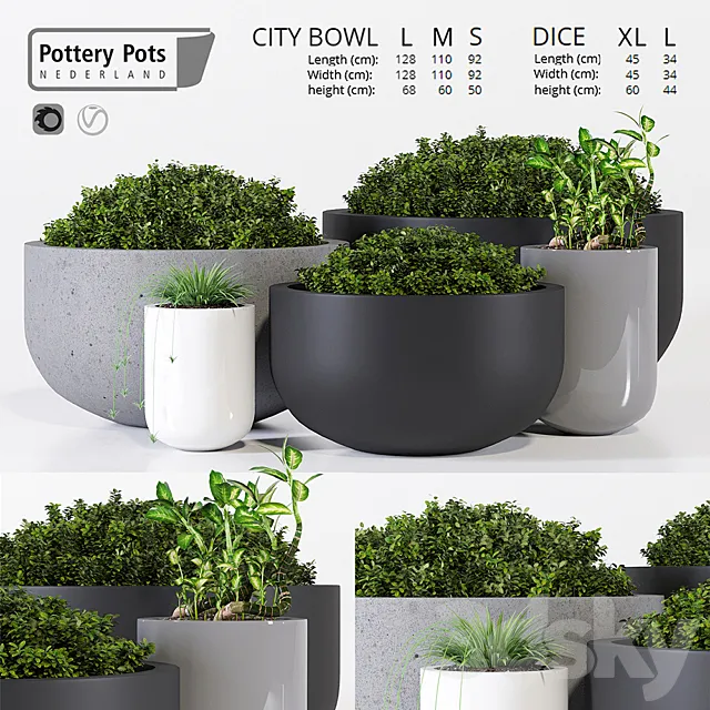 Potterypots three 3ds Max