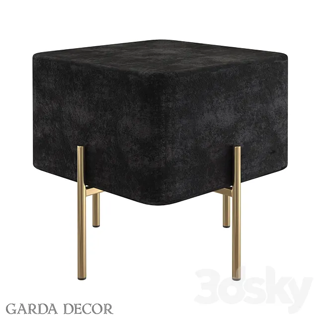 POUF BLACK VELOR GY-BEN7772GOLD-BL Garda Decor 3DS Max Model