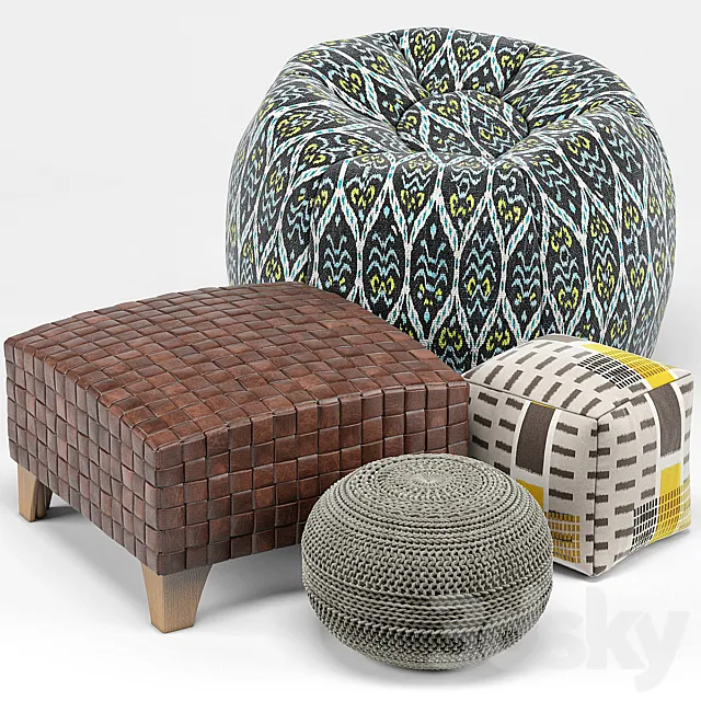 Pouf Set 2 3ds Max