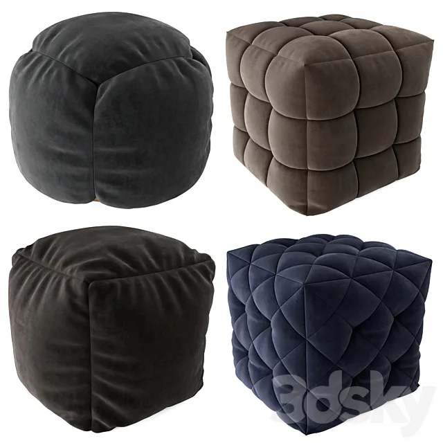 Pouf set | Set of four poufs 3dsMax Model