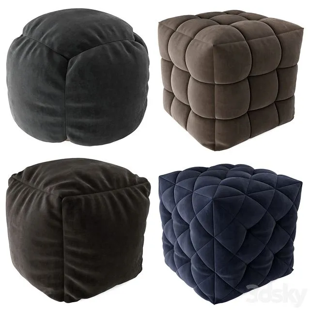 Pouf set Set of four poufs 3dsMax Model