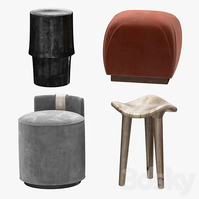 pouf table and stool 3ds Max