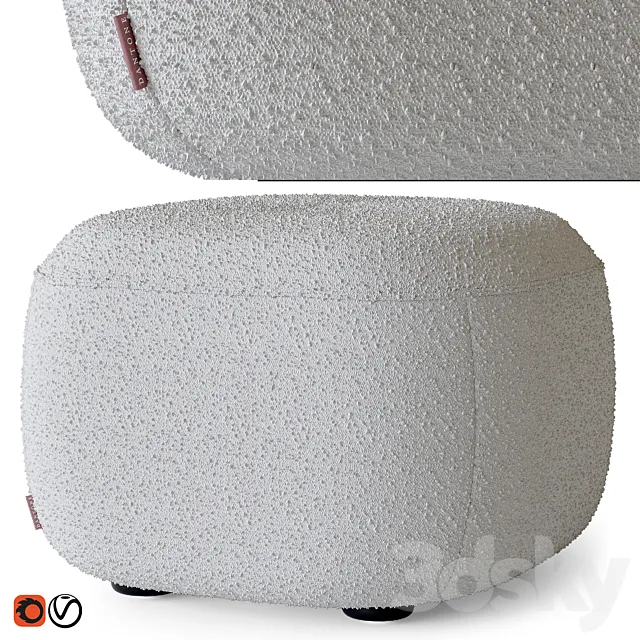 Pouffe Dantone Home Atwood bouclé 3ds Max