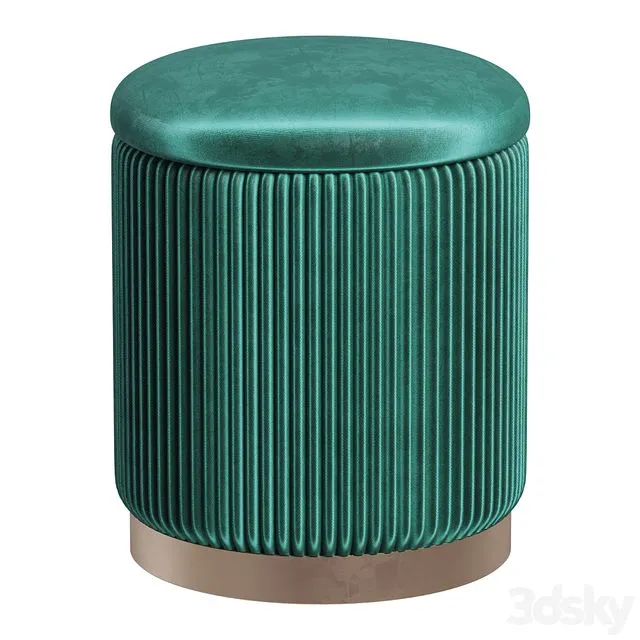 Pouffe with Drawer Beatrice Glossy Velor in 4 Colors 3dsMax Model