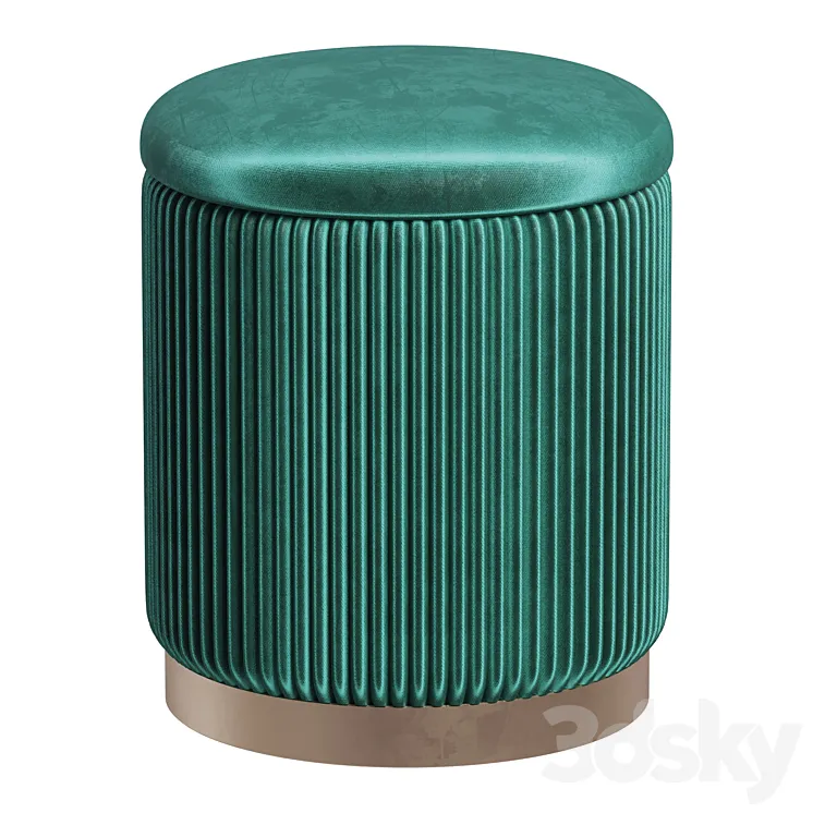 Pouffe with drawer Beatrice Glossy Velor in 4 colors 3DS Max Model