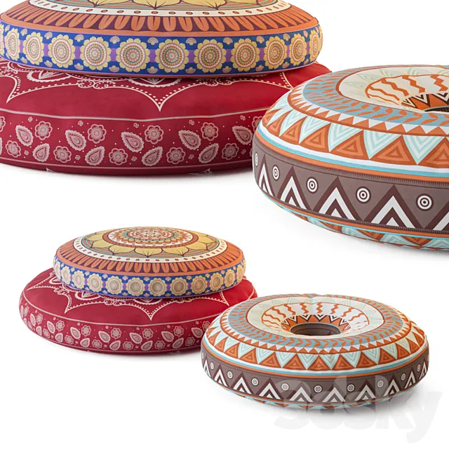 Poufs with oriental patterns 3DS Max Model