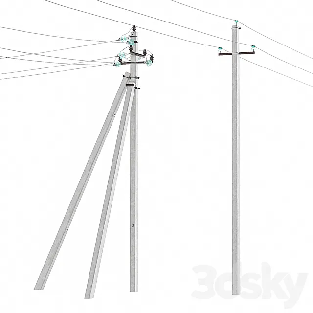 Power line post 3DS Max Model