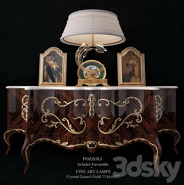 Pozzoli Arbalet Grenoble + Fine Art Lamps Decor Set 3DS Max Model