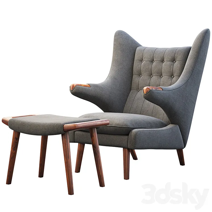 PP19 Papa Bear chair and ottoman 3DS Max