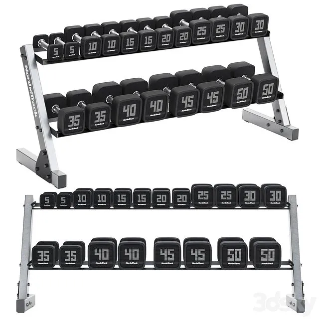 Premium Dumbbell Set and Dumbbell Rack 3dsMax Model