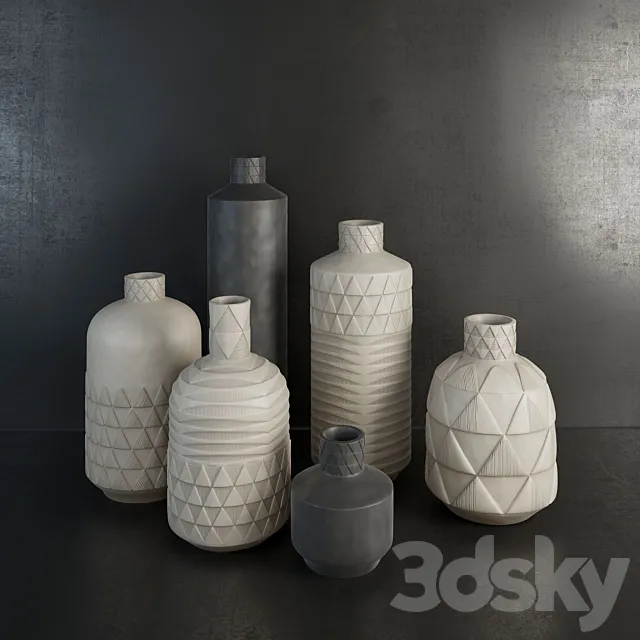 Pressed Pattern Vases 3DS Max Model