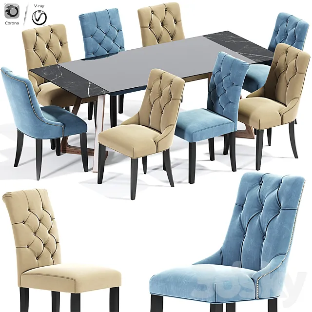 Preston Dining Chair Set 3ds Max