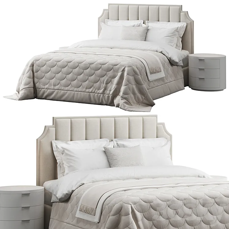 Princeton Rectangular Upholstered Bed 3DS Max Model