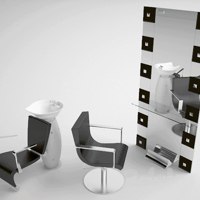 profi Chair sink mirror 3ds Max