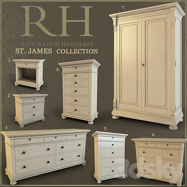 “PROFI” Collection nightstands ST.James 3DS Max Model