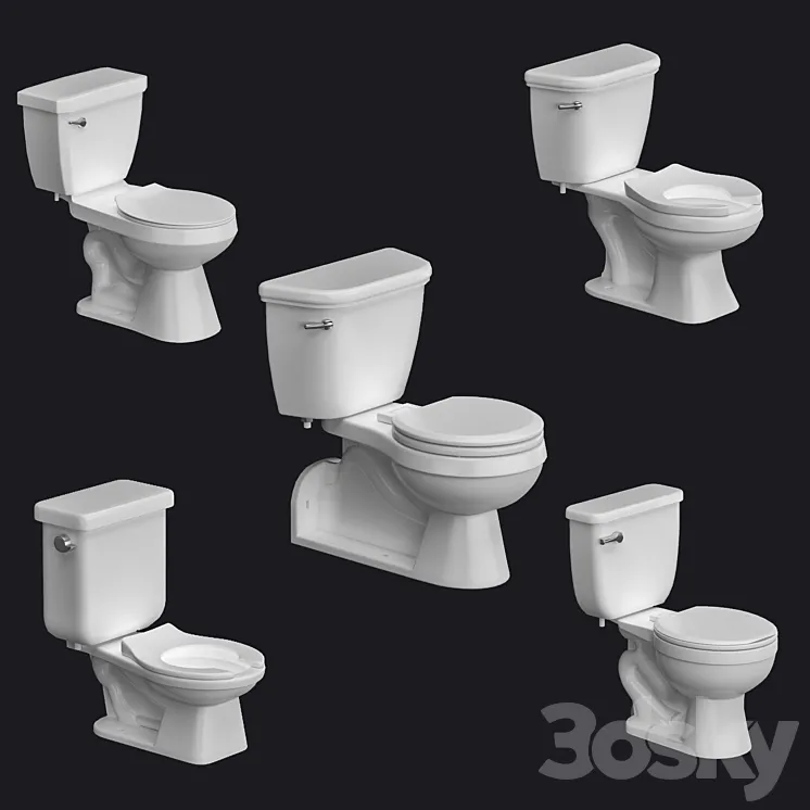 Proflo Toilet bowl and flash tank 3DS Max