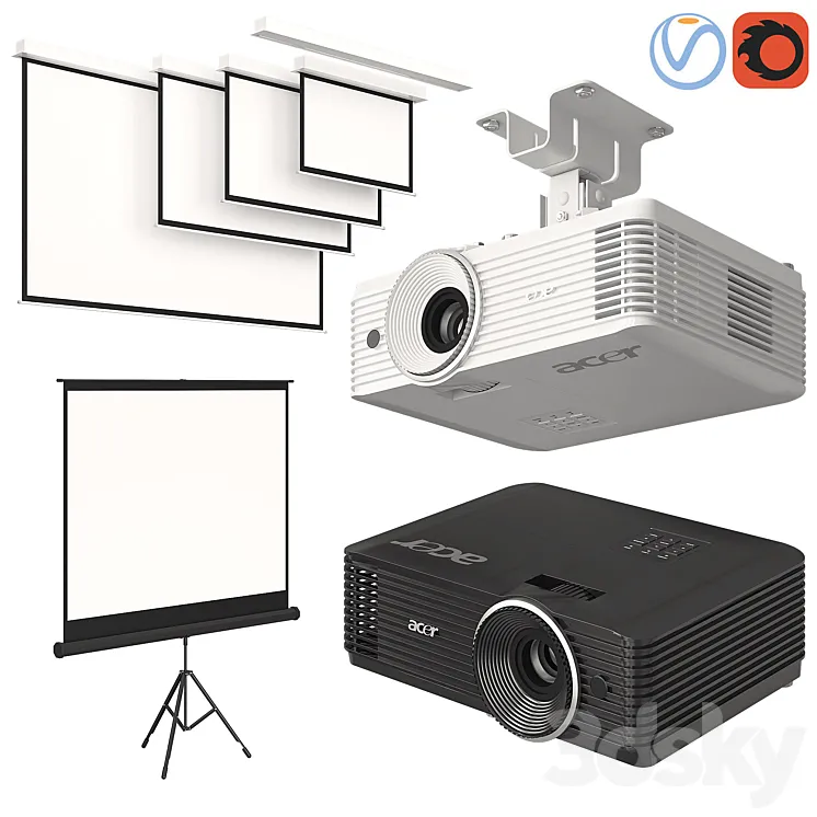 Projector Acer with Screens Set 3DS Max