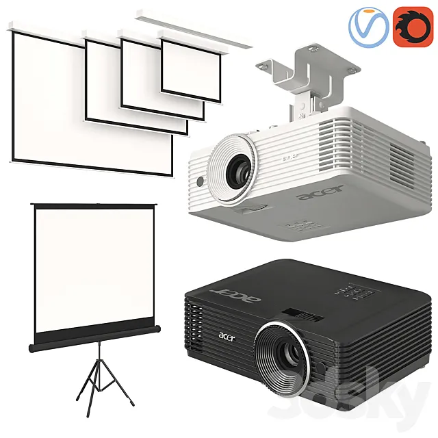 Projector Acer with Screens Set 3DSMax File