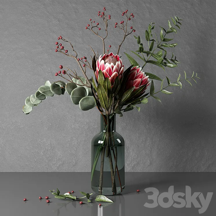 Protea and eucalyptus bouquet 3DS Max