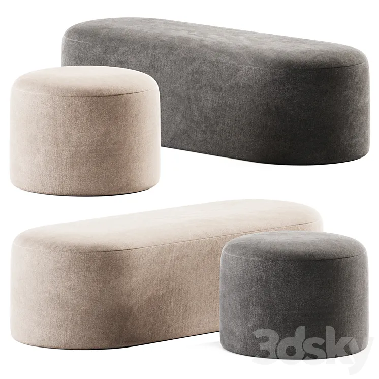 Proto Plus Halle Pouf and Bench 3DS Max Model
