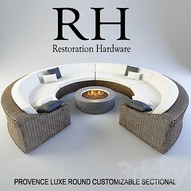 Provence Luxe Round Customizable Sectional 3DSMax File