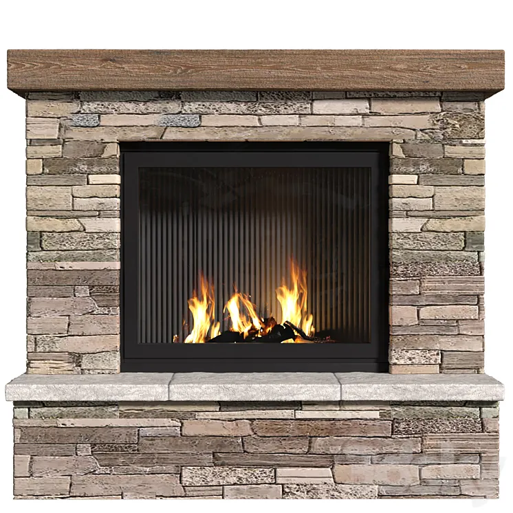 Provence style fireplace.Fireplace in Country style.Decorative stone wall 3DS Max Model