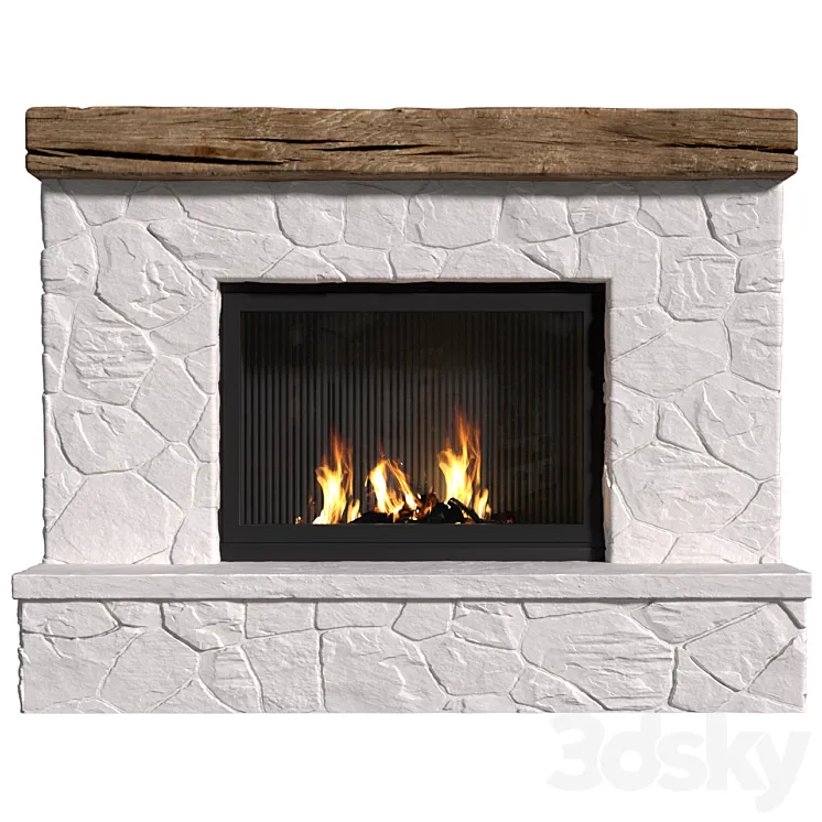 Provence style fireplace.Rock Fireplace in Country style.Rustic Farmhouse fireplace 3DS Max Model