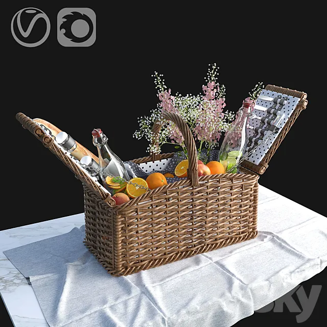 Provence style picnic basket 3DS Max Model