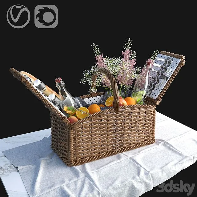 Provence style picnic basket 3dsMax Model