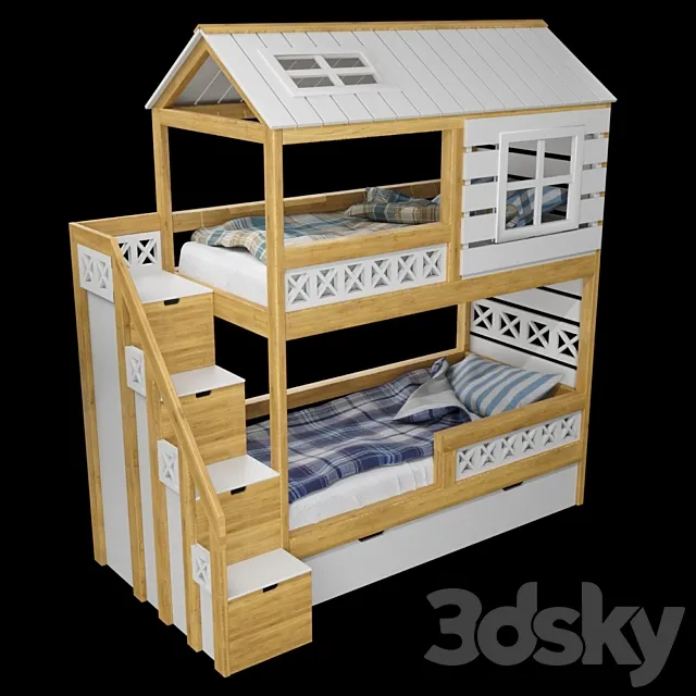 Provence Twin Bunk Bed 3ds Max