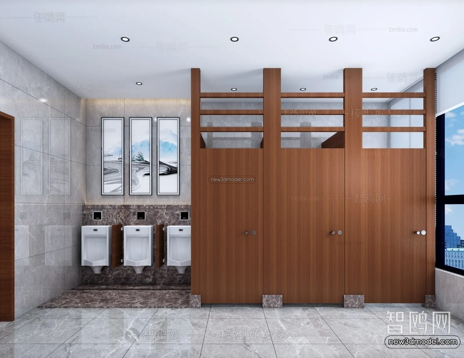 Public Toilet – WC – 3D Interior Scene – 3D Models – 017