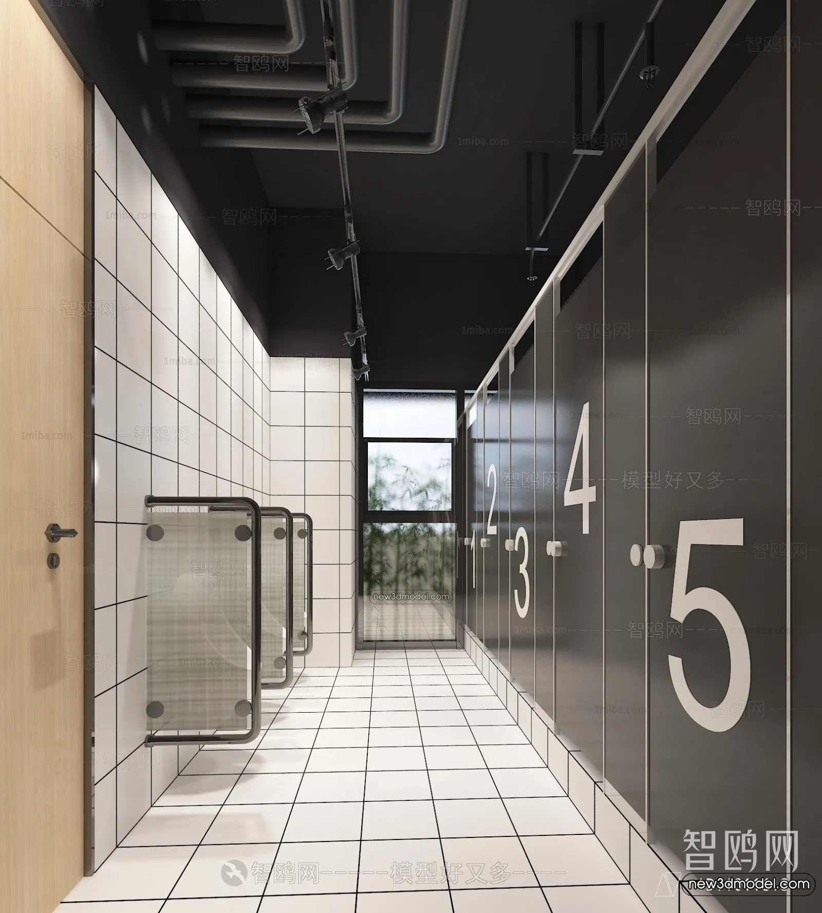 Public Toilet – WC – 3D Interior Scene – 3D Models – 042