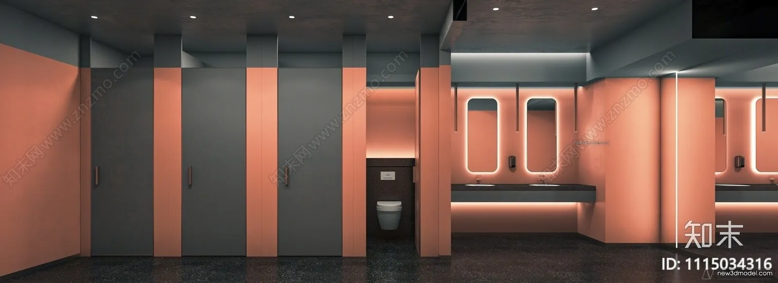 Public Toilet – WC – 3D Interior Scene – 3D Models – 107