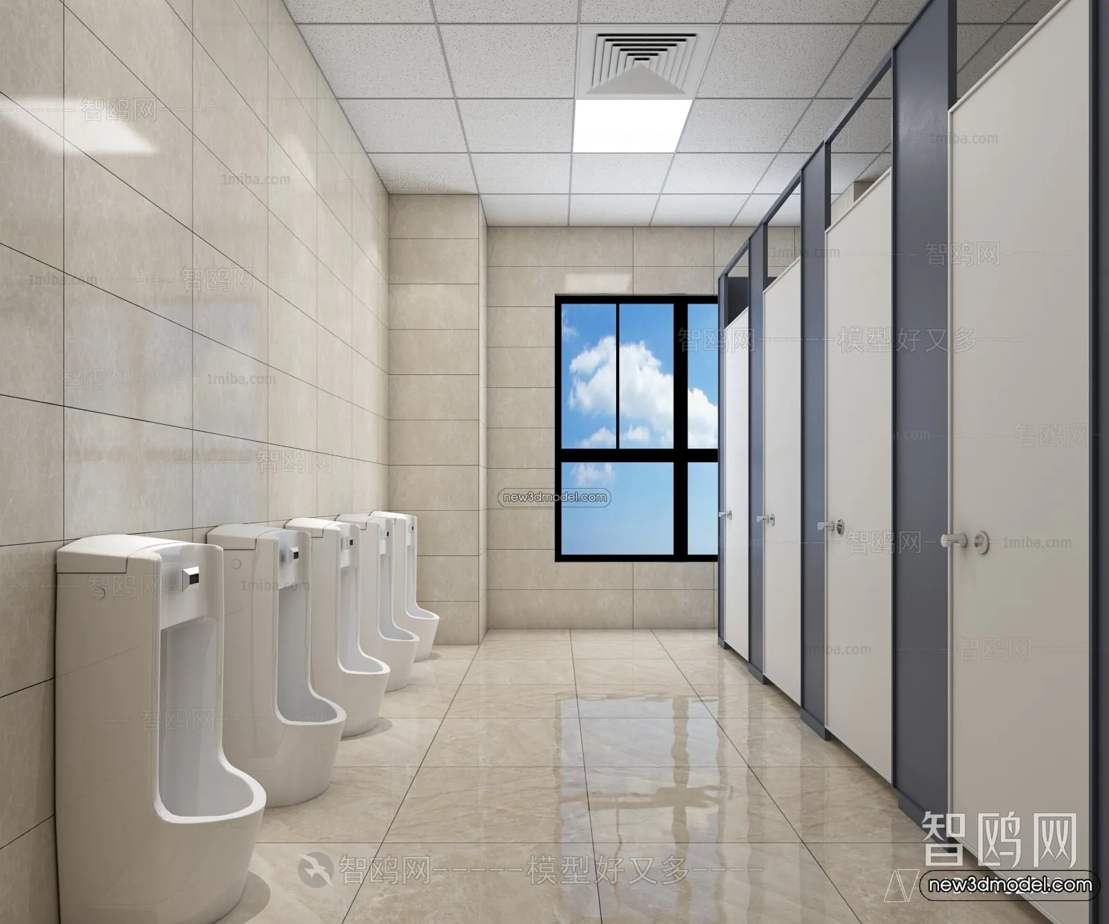 Public Toilet – WC – 3D Interior Scene – 3D Models – 133