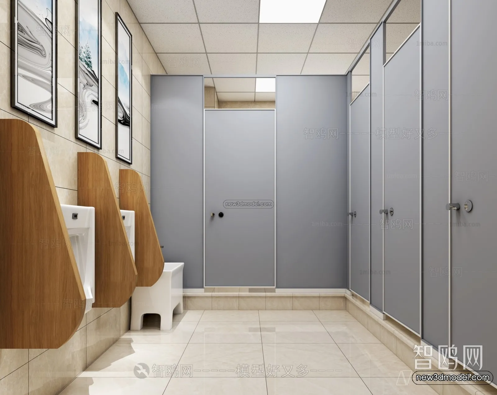 Public Toilet – WC – 3D Interior Scene – 3D Models – 137