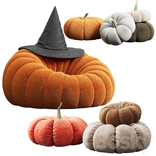 Pumpkin chair and decorative pillows 3ds Max