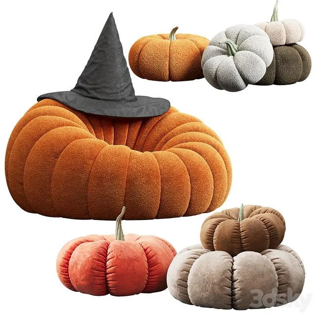 Pumpkin chair and decorative pillows 3dsMax Model