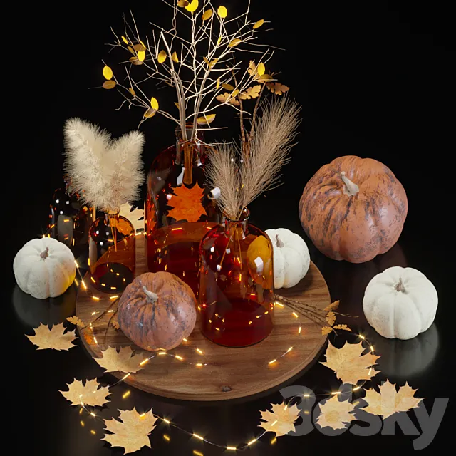 Pumpkin decorative set 3ds Max