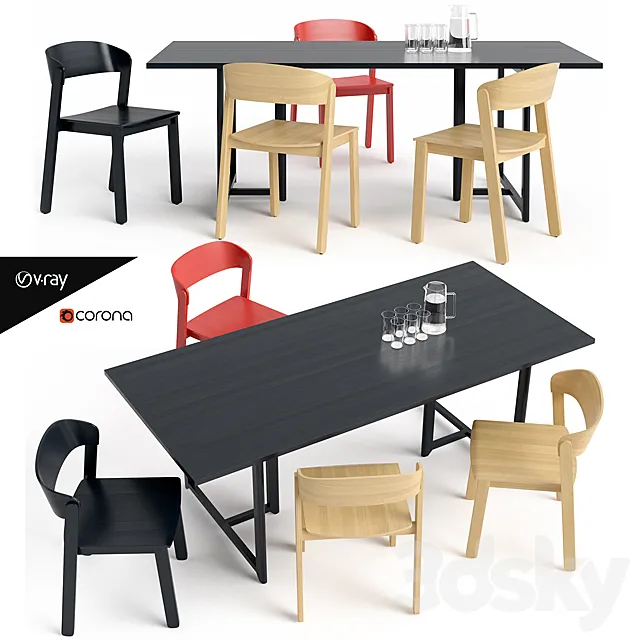 Pur Chair and Seleri table 3ds Max