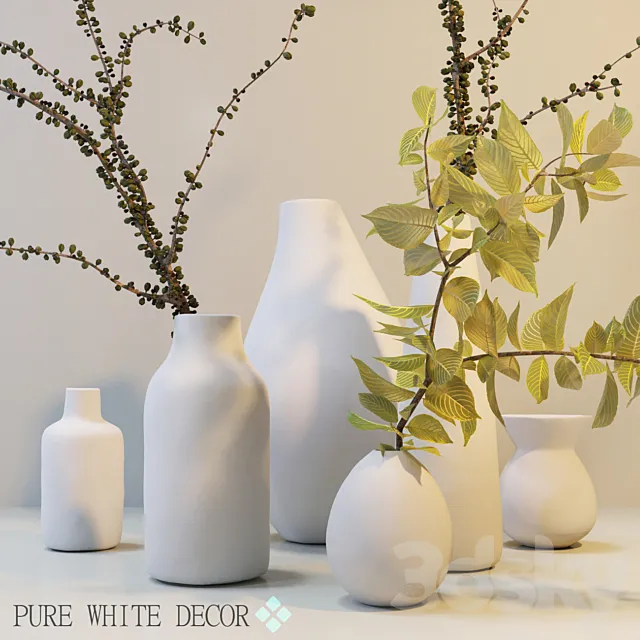 Pure White Ceramic Vases 3DSMax File