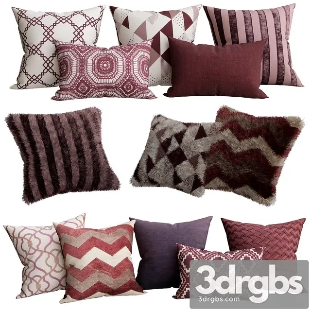Purple Collection of Decorative Pillows 3dsmax Download
