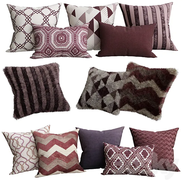 Purple collection of decorative pillows 3DS Max Model