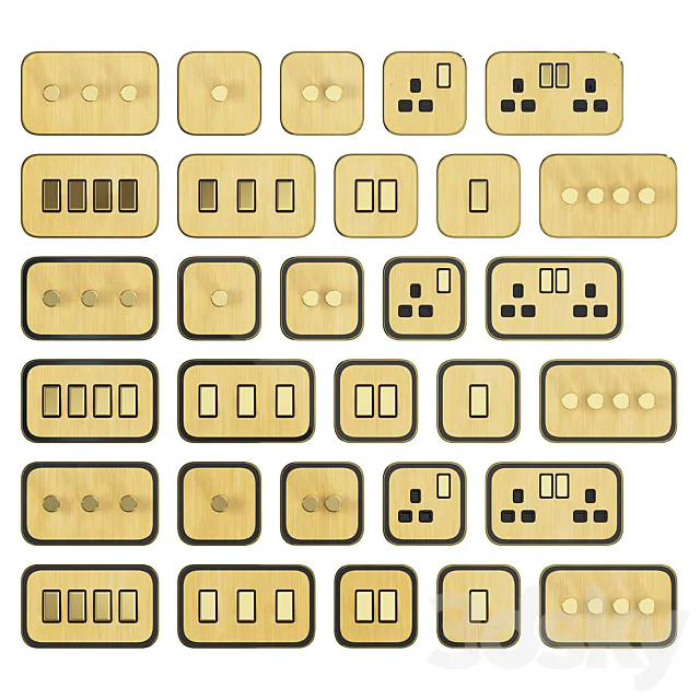 Pushka Gold sockets and switches 3ds Max