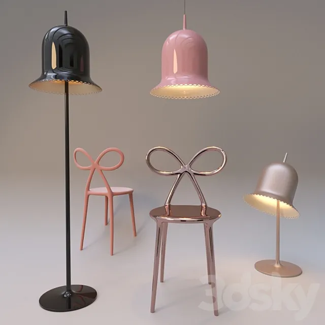 qeeboo RIBBON CHAIR moooi LOLITA LAMP 3DS Max Model