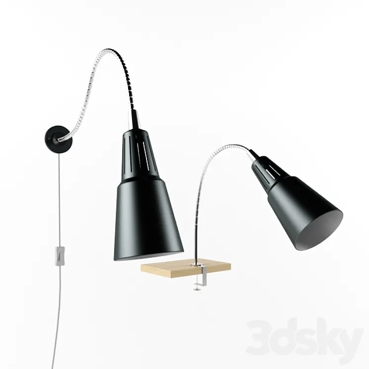Quart Wall spotlight \/ lamp with clamp IKEA 3DS Max