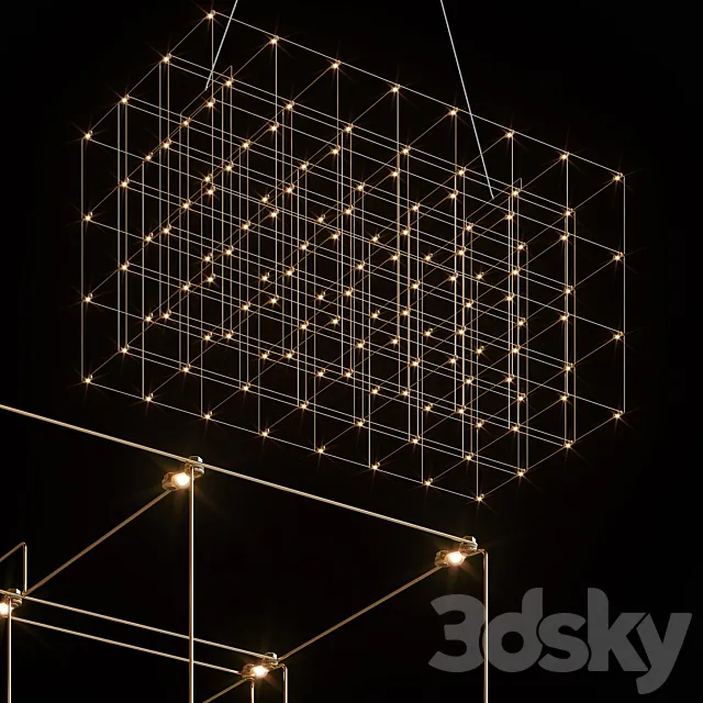 QUASAR COSMOS SQUARE TRIPLE SUSPENSION LAMP 120cm 3ds Max