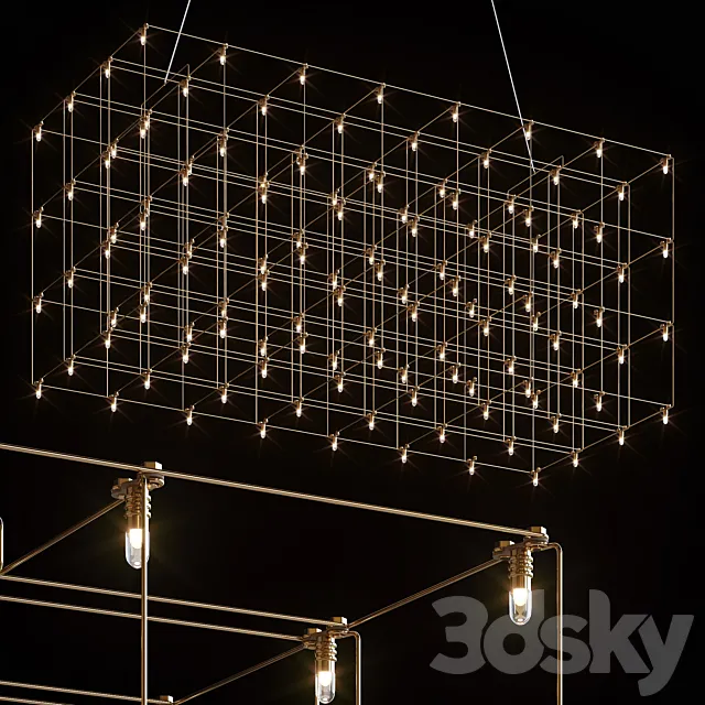 QUASAR UNIVERSE SQUARE TRIPLE SUSPENSION LAMP 875 cm 3DS Max Model